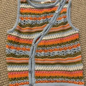 Pepper mayo Colorful Striped Knit Button-Up Vest